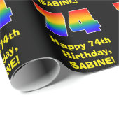 74e verjaardag: Leuke, kleurrijke regenboog geïnsp Cadeaupapier (Rol Hoek)