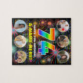 74e verjaardag: Leuke regenboog #, Aangepaste naam Legpuzzel (Horizontaal)