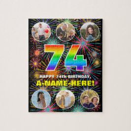 74e verjaardag: Leuke regenboog #, Aangepaste naam Legpuzzel