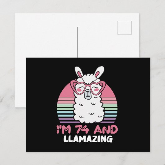 74e verjaardag Llamazing Lama 74 Jaar Verjaardag Briefkaart (Voorkant / Achterkant)
