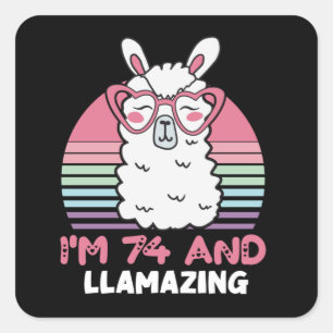 74e verjaardag Llamazing Llama 74 jaar oude dag Vierkante Sticker