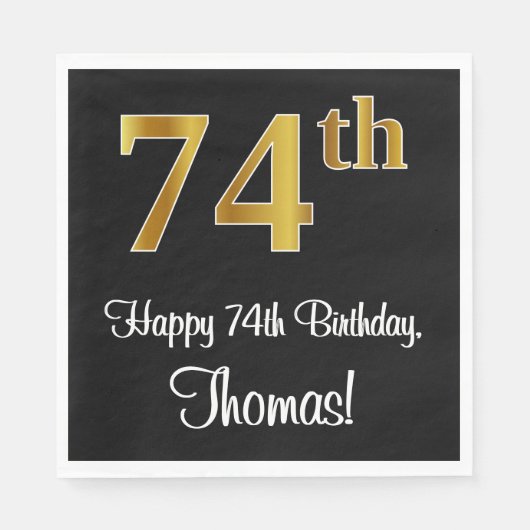 74e verjaardag ~ Luxurieuze Faux Gold-look # Servet (Voorkant)