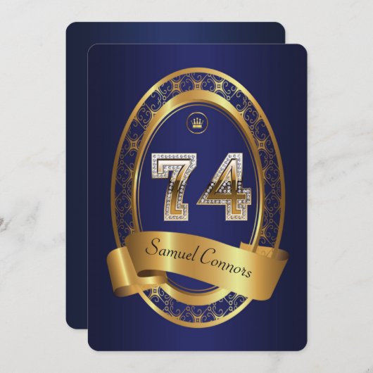 74e verjaardag, man verjaardagsfeestvrouw, elegant kaart (Voorkant / Achterkant)