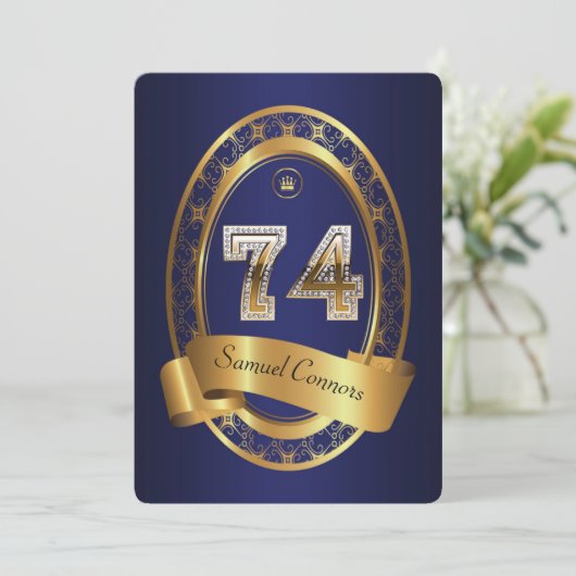 74e verjaardag, man verjaardagsfeestvrouw, elegant kaart (Staand voorkant)