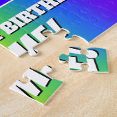 74e verjaardag — Meerkleurig regenboogpatroon "74" Legpuzzel (Zijkant)