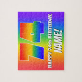 74e verjaardag — Meerkleurig regenboogpatroon "74" Legpuzzel (Verticaal)