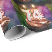 74e verjaardag met kaarsen cadeaupapier (Rol Hoek)