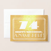 74e verjaardag: Naam + Art Deco geïnspireerde look Folie Kaarten (Voorkant met envelop)