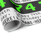 74e verjaardag - Nerdy / Geeky stijl "74" en naam Cadeaupapier (Rol Hoek)