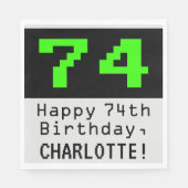 74e verjaardag - Nerdy / Geeky Style "74" & naam Servet (Voorkant)