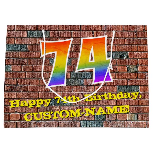 74e verjaardag: Plezier, op graffiti geïnspireerde Groot Cadeauzakje (Voorkant)