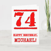 74e verjaardag: Plezier, Rood Rubber Stamp geïnspi Kaart (Voorkant)