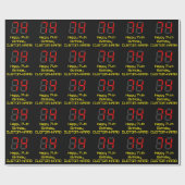 74e verjaardag: Red Digital Clock Style "74" + naa Cadeaupapier (Vlak)