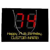 74e verjaardag: Red Digital Clock Style "74" + naa Groot Cadeauzakje (Achterkant)