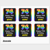 74e verjaardag: Regenboogspectrum # 74, Aangepaste Vierkante Sticker (Vel)