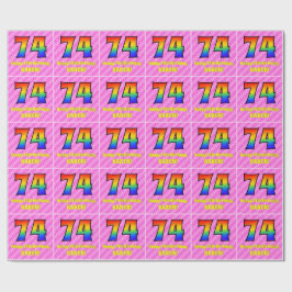 74e verjaardag: roze strepen & harten, regenboog # cadeaupapier
