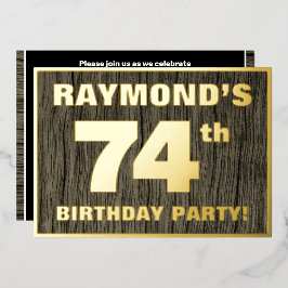 74e verjaardag van de geboorte: Vet, Faux Hood Gra Folie Uitnodiging