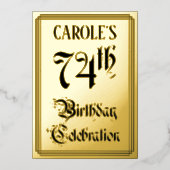 74e verjaardag van de partij — Legant Manuscript + Folie Uitnodiging (Voorkant)