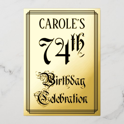 74e verjaardag van de partij — Legant Manuscript + Folie Uitnodiging (Voorkant)