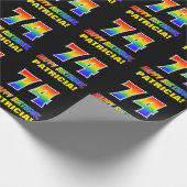 74e verjaardag: Vet, Vun, Eenvoudig, Regenboog 74 Cadeaupapier (Hoek)