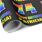 74e verjaardag: Vet, Vun, Eenvoudig, Regenboog 74 Cadeaupapier (Rol Hoek)