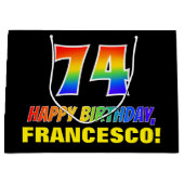 74e verjaardag: Vet, Vun, Eenvoudig, Regenboog 74 Groot Cadeauzakje (Voorkant)