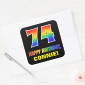 74e verjaardag: Vet, Vun, Eenvoudig, Regenboog 74 Vierkante Sticker (Envelop)