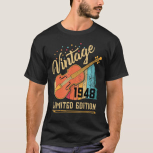 74e verjaardag Violin Violinist Retro 1948 Music L T-shirt