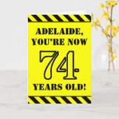 74e verjaardag: vun Stencil Style Text, aangepaste Kaart (Gele Bloem)