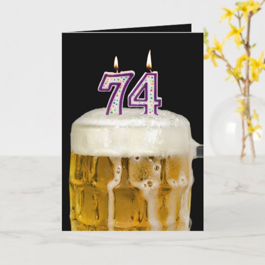 74e verjaardag zwarte bier kaart (Gele Bloem)