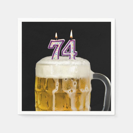 74e verjaardag zwarte bier servet (Voorkant)