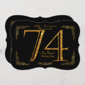 74e, Verjaardagsfeest 74e, grote Gatsby, zwart & g Kaart (Voorkant / Achterkant)