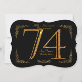 74e, Verjaardagsfeest 74e, grote Gatsby, zwart & g Kaart (Voorkant)