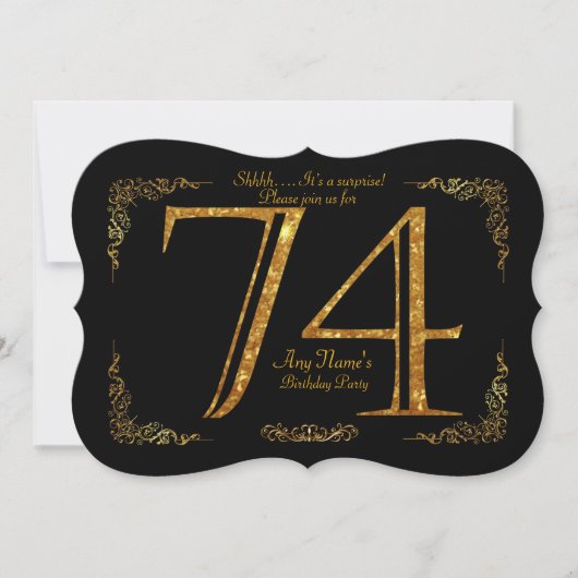 74e, Verjaardagsfeest 74e, grote Gatsby, zwart & g Kaart (Voorkant)
