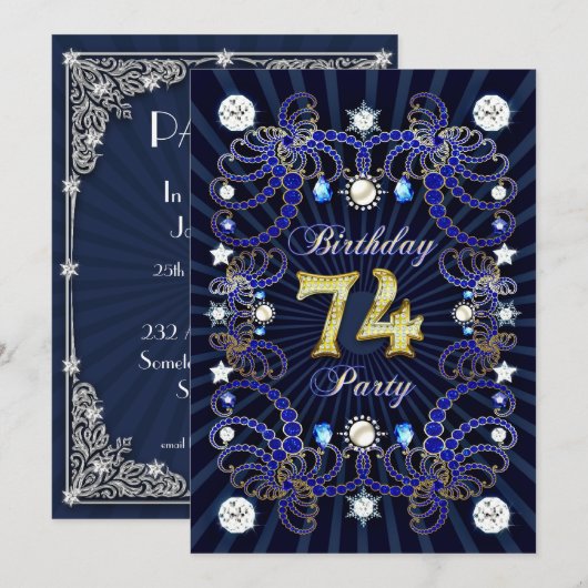 74e verjaardagsfeest met massa's juwelen kaart (Voorkant / Achterkant)