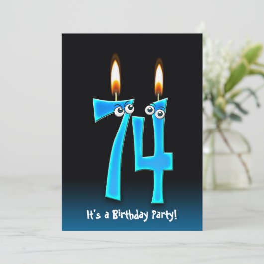 74e verjaardagsfeestje uitnodigen kaart (Staand voorkant)