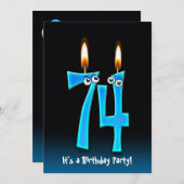 74e verjaardagsfeestje uitnodigen kaart (Voorkant / Achterkant)