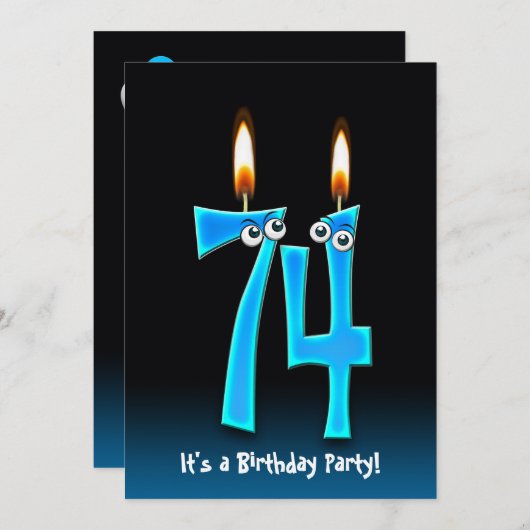 74e verjaardagsfeestje uitnodigen kaart (Voorkant / Achterkant)