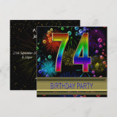 74e verjaardagsfeestje Uitnodiging met bubbels (Voorkant / Achterkant)