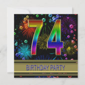 74e verjaardagsfeestje Uitnodiging met bubbels (Voorkant)