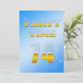 74e verjaardagsfeestuitnodiging met bier kaart (Staand voorkant)