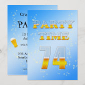 74e verjaardagsfeestuitnodiging met bier kaart (Voorkant / Achterkant)