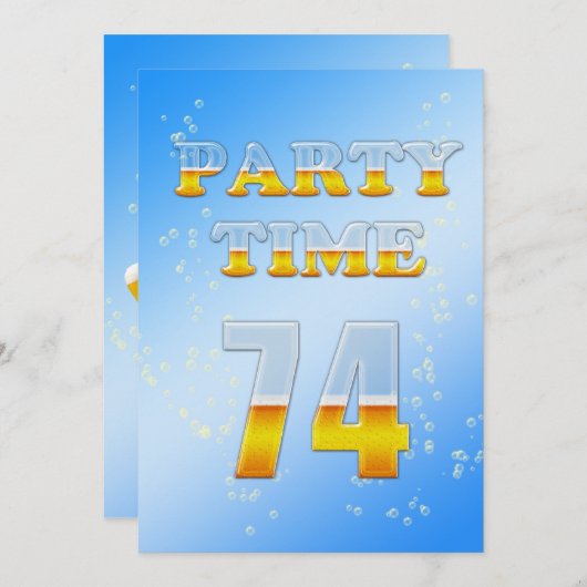 74e verjaardagsfeestuitnodiging met bier kaart (Voorkant / Achterkant)