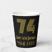 74ste verjaardag: Art Deco Geïnspireerde look "74" Papieren Bekers (Achterkant)