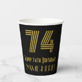 74ste verjaardag: Art Deco Geïnspireerde look "74" Papieren Bekers (Voorkant)