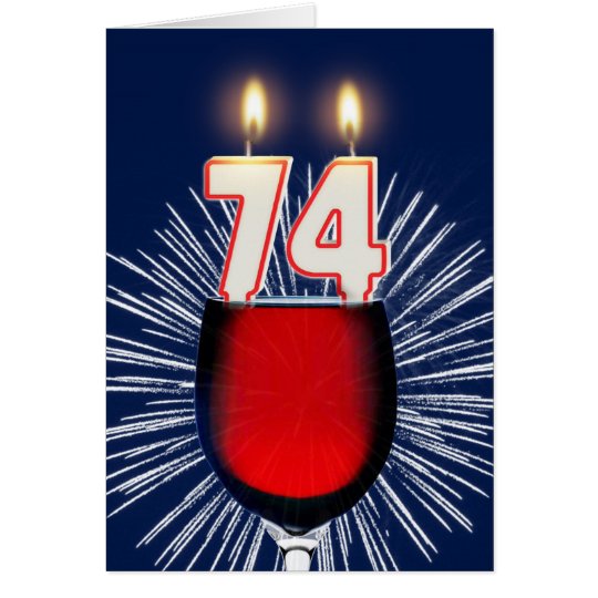 74ste Verjaardag met wijn en kaarsen Briefkaarten 0