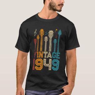 74ste verjaardag Vintage 1949 Gitarist Gitaar T-shirt
