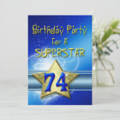 74ste verjaardagsfeestje Uitnodiging voor een supe (Staand voorkant)