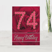 74ste verjaardagskaart met rozen en bladeren kaart (Voorkant)