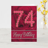 74ste verjaardagskaart met rozen en bladeren kaart (Gele Bloem)